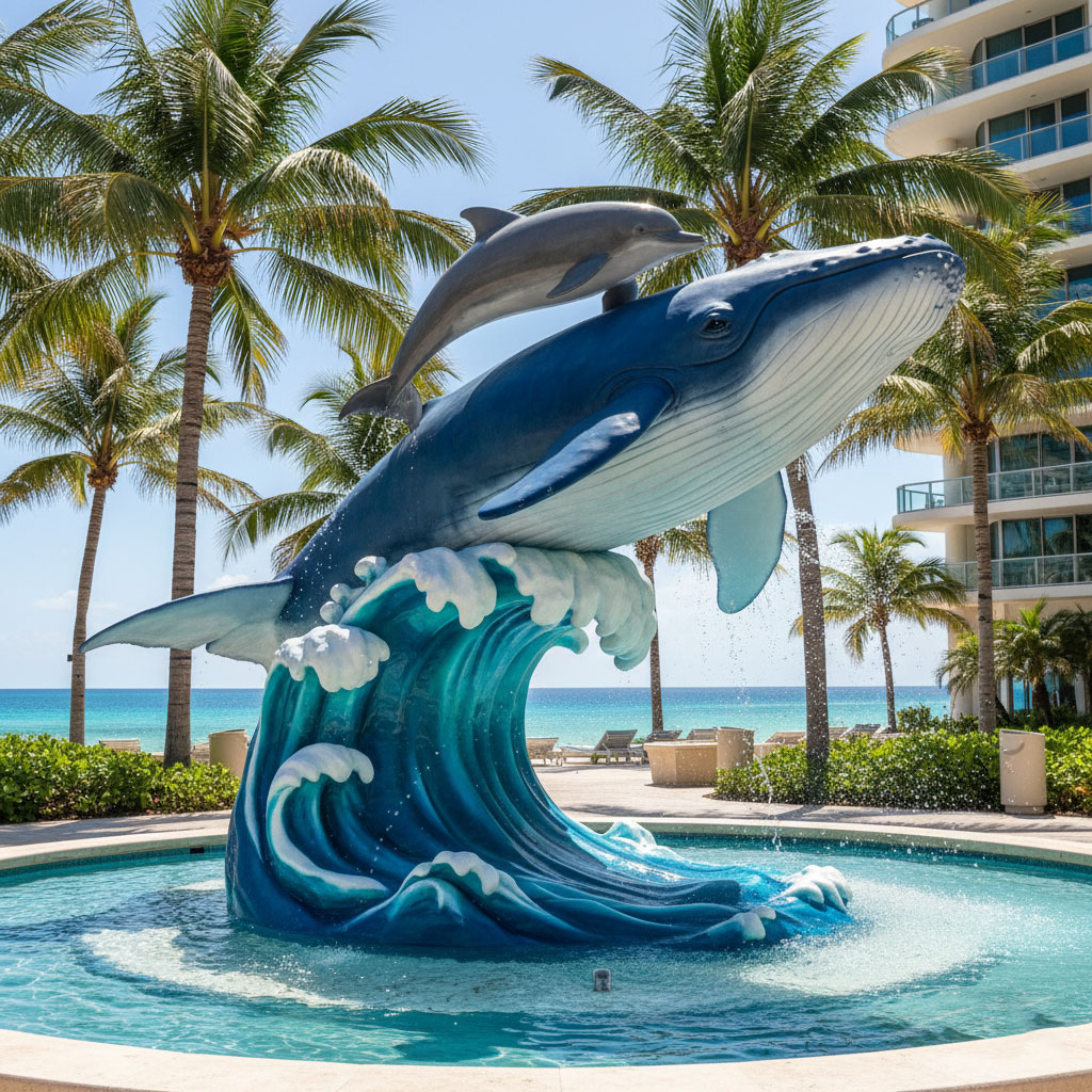 marine themed fiberglass statue for beach resort decoration