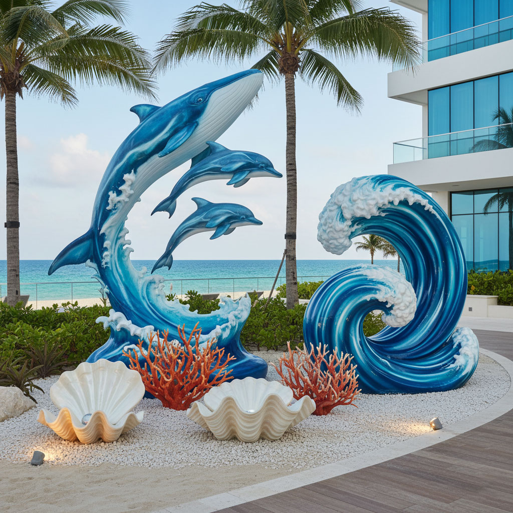 outdoor fiberglass marine animal sculpture for resort