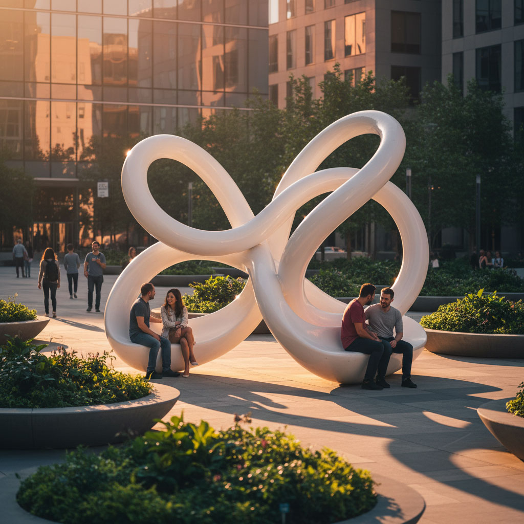 outdoor fiberglass seating art installation