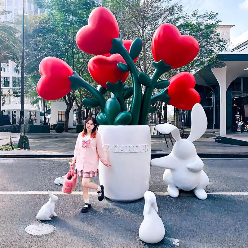 custom valentine's day fiberglass sculpture by tolili for hotels and malls