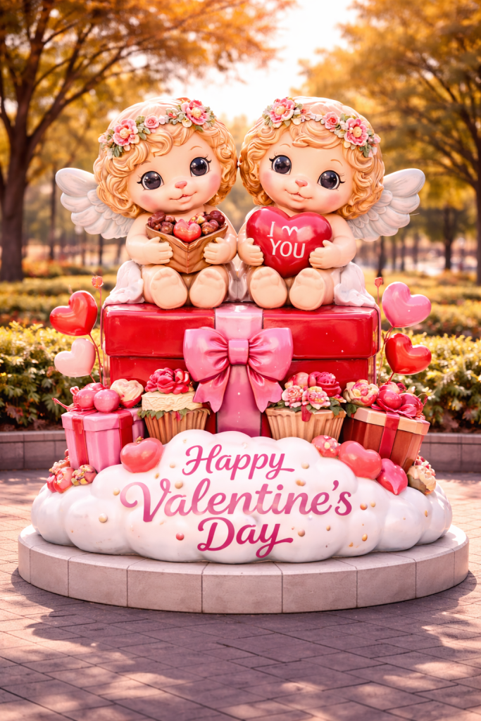 durable romantic fiberglass heart sculpture for outdoor display