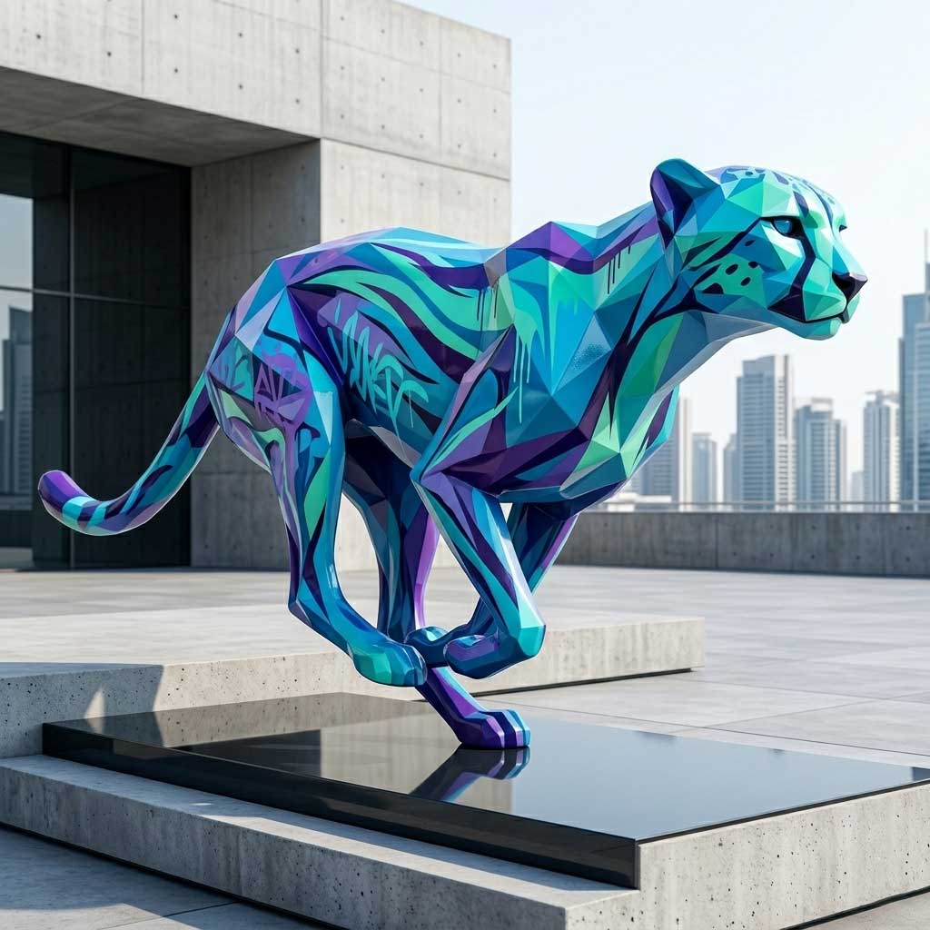 Life-size animal fiberglass statue by Tolili