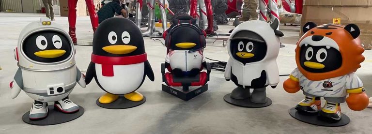 handmade fiberglass mascot statue for commercial branding