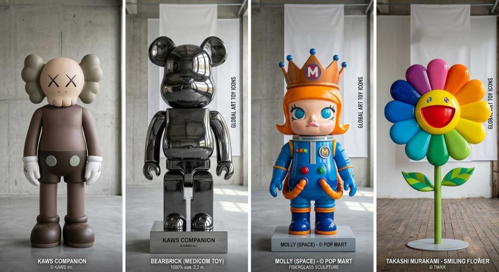 Large designer toy style fiberglass statue by Tolili