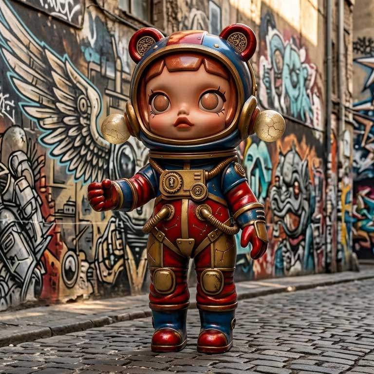 Collection of SKULLPANDA fiberglass sculptures in different artistic styles