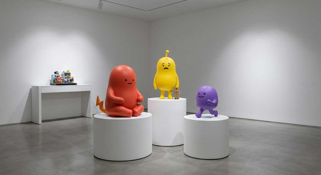Collection of SML style fiberglass sculptures in various creative designs