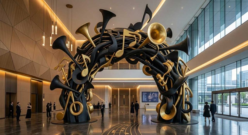 Collection of irregular art fiberglass sculptures in various abstract shapes