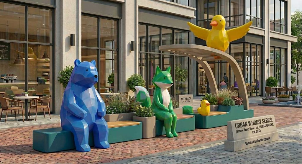 Fiberglass sculpture in hotel lobby enhancing luxury atmosphere