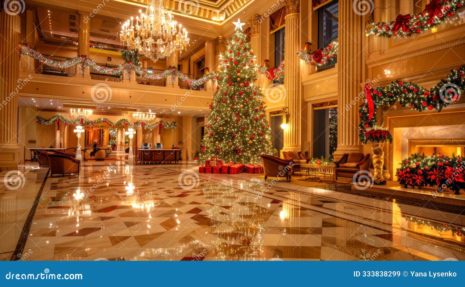 Luxurious Hotel Lobby Christmas Decorations