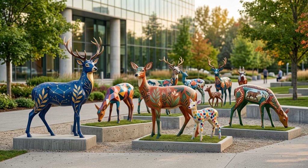 Close-up of animal fiberglass sculpture showing detailed fur texture
