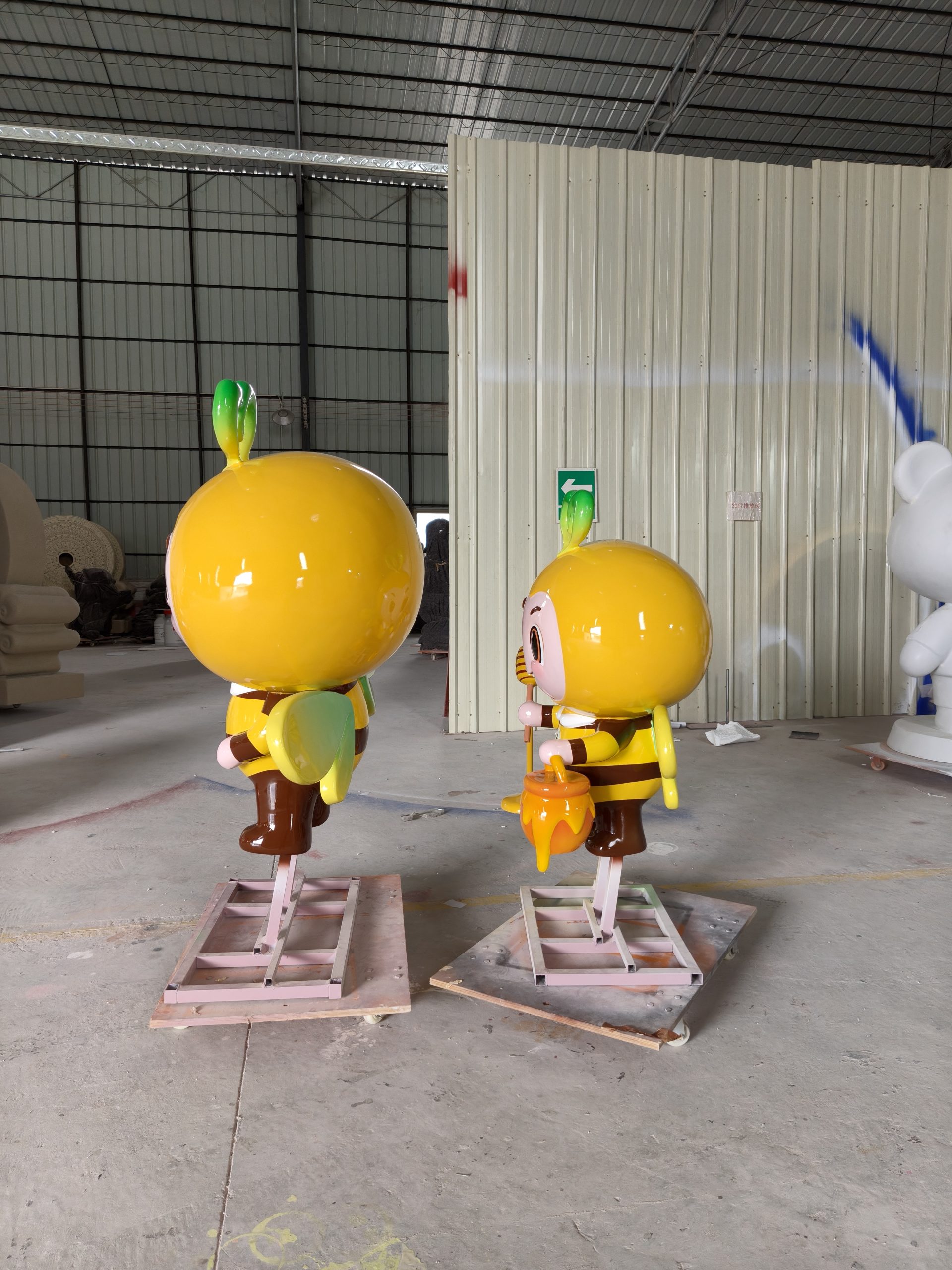 colorful mascot fiberglass sculpture bee character