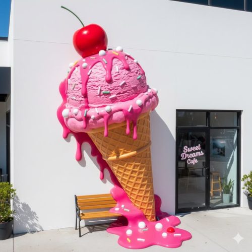 Tolili Pink Ice Cream Glass Sculpture