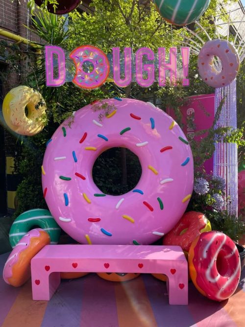 giant donut sculpture installation pop art photo spot