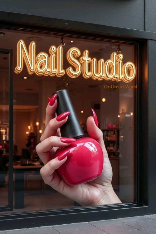 nail polish sculpture installation cosmetic window display