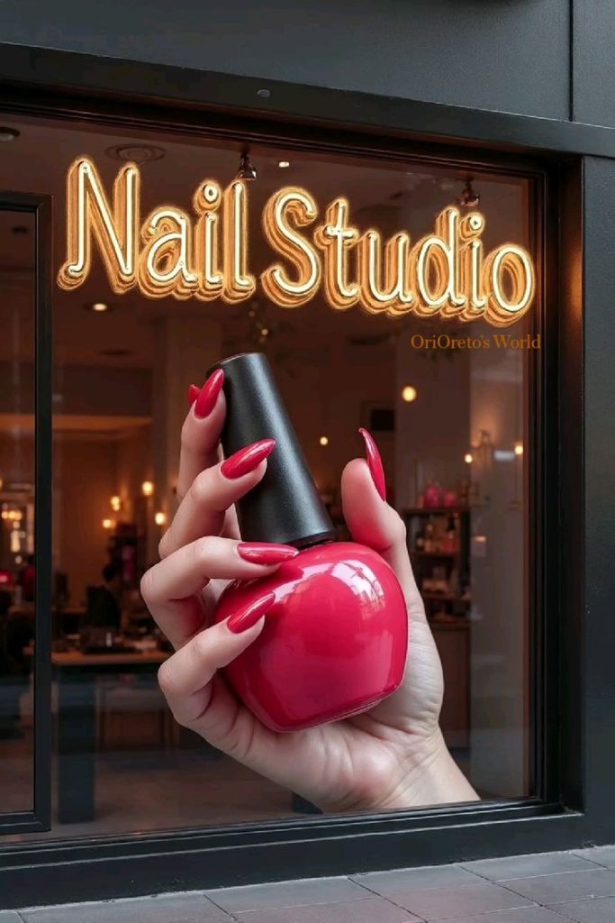 nail polish sculpture installation cosmetic window display