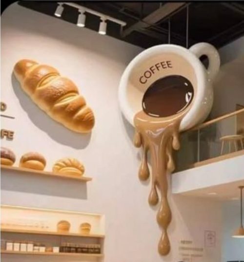 oversized coffee cup sculpture fiberglass café landmark