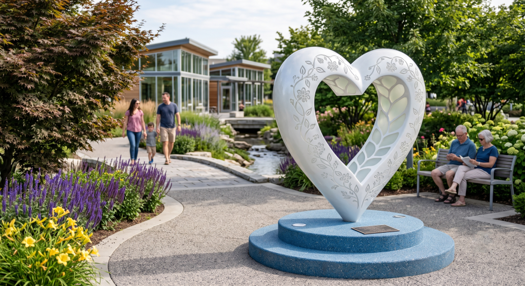Custom giant heart fiberglass sculpture